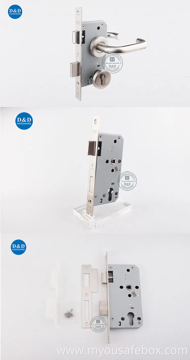 CE Security Euro Fire Rated Stainless Steel Safe Mortise Handle Metal Sash SUS Commercial Wooden Cylinder Magnetic Key Zinc Sliding Inner Guangdong Door Lock